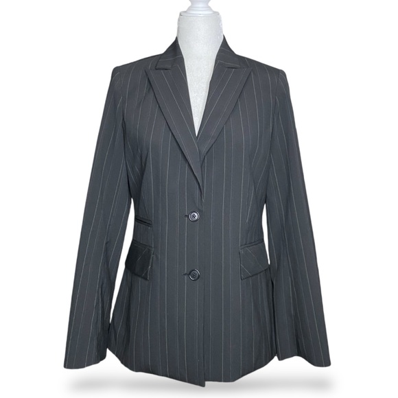 BCBG Maxazria Women Black Pinstripe Blazer Suit Jacket Work Career Academia 6 - Picture 1 of 10